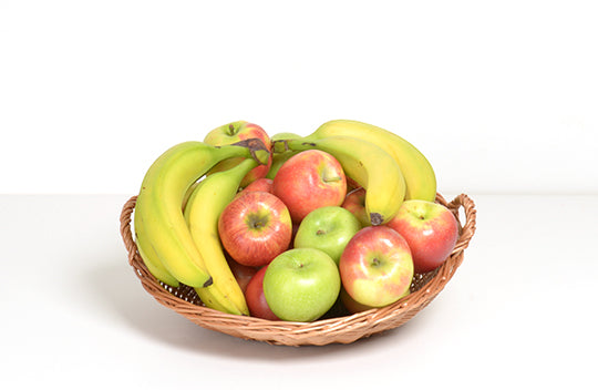 Obstkorb mit 6 kg Inhalt, ausschließlich Bananen und Äpfel